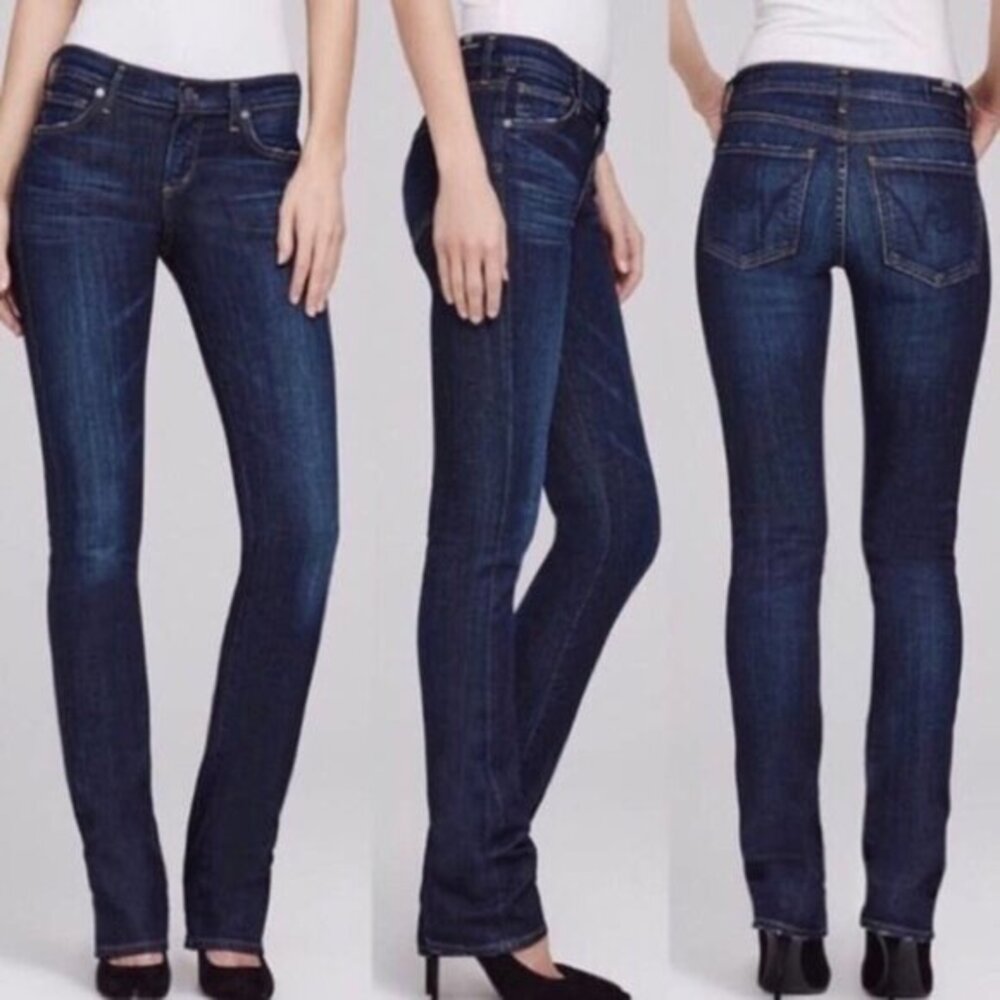 Citizens Of Humanity Elson Midrise Straight Leg Jeans Dark Wash Premium Denim 27